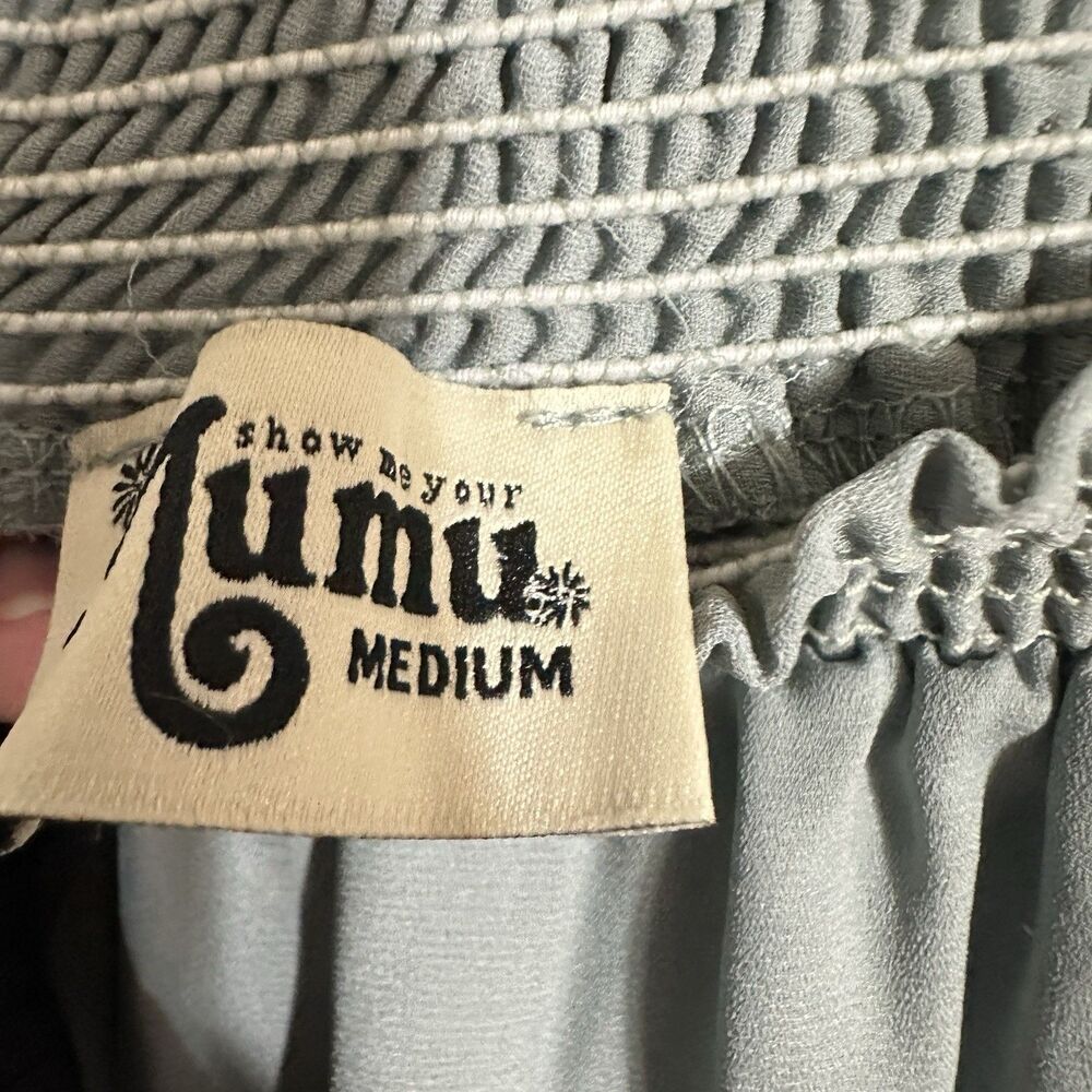 Show Me Your Mumu Hacienda Convertible Maxi Dress Womens Medium Gray Blue Lined - Picture 9 of 11